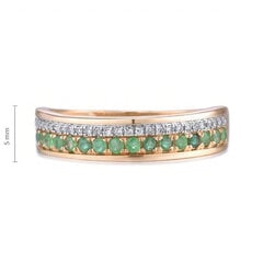 Zelta gredzens sievietēm ar dimantiem un smaragdiem Brasco 59813 cena un informācija | Gredzeni | 220.lv