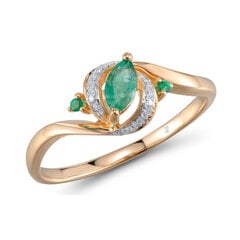Zelta gredzens sievietēm ar dimantiem un smaragdiem Brasco 59829 cena un informācija | Gredzeni | 220.lv