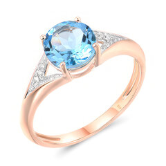 Золотое кольцо с бриллиантами и топазом Brasco 59800 59800-18 цена и информация | Кольца | 220.lv
