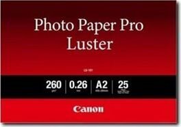 "фотобумага canon lu-101 pro luster, lu-101, фотобумага, глянцевая, 6211b026, белая, a2, 16,54x23,39", 260 г/м2, 25 шт, струйная цена и информация | Прочие аксессуары для фотокамер | 220.lv