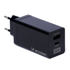 GaN Wozinsky WWCG011, 65 W., ar USB-C QC 3.0 PD portiem, melns cena un informācija | Lādētāji un adapteri | 220.lv