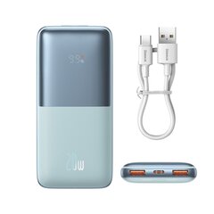 Аккумулятор питания, Baseus, 10000 мАч, 20 Вт, с USB-кабелем USB-C 3A 0,3 м., синий цена и информация | Зарядные устройства Power bank | 220.lv