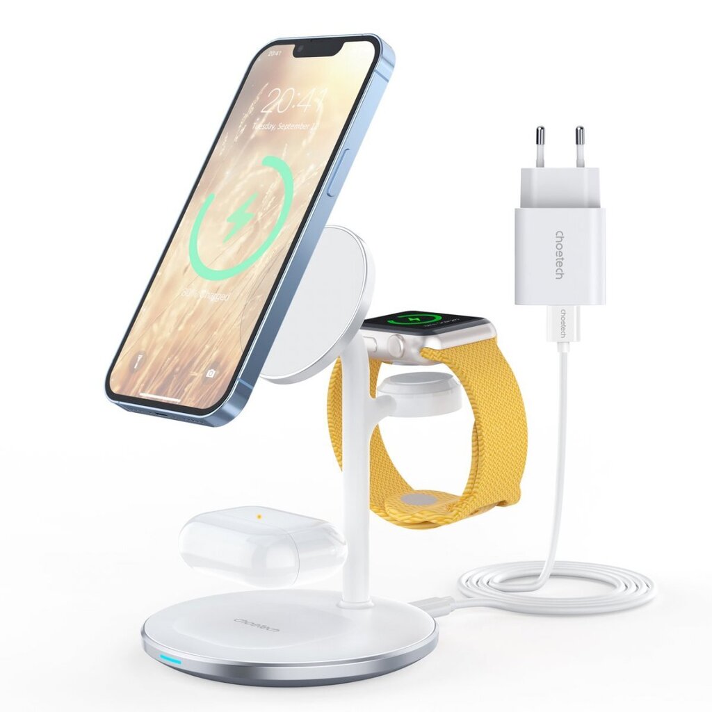 Apple uzlādes stacija, 3v1, Choetech T585-F1, iPhone 12/13, AirPods Pro Watch , balta цена и информация | Lādētāji un adapteri | 220.lv