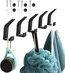Крючки для ванной комнаты C108, черные, 5 шт.  цена и информация | Аксессуары для ванной комнаты | 220.lv