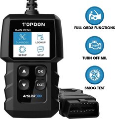 Topdon OBD2 Диагностическое устройство AL300 AUTO Universal Then Arror Error Codelease с полными функциями OBD2, кодами считывания и удаления для выключения света управления двигателем цена и информация | Авто принадлежности | 220.lv