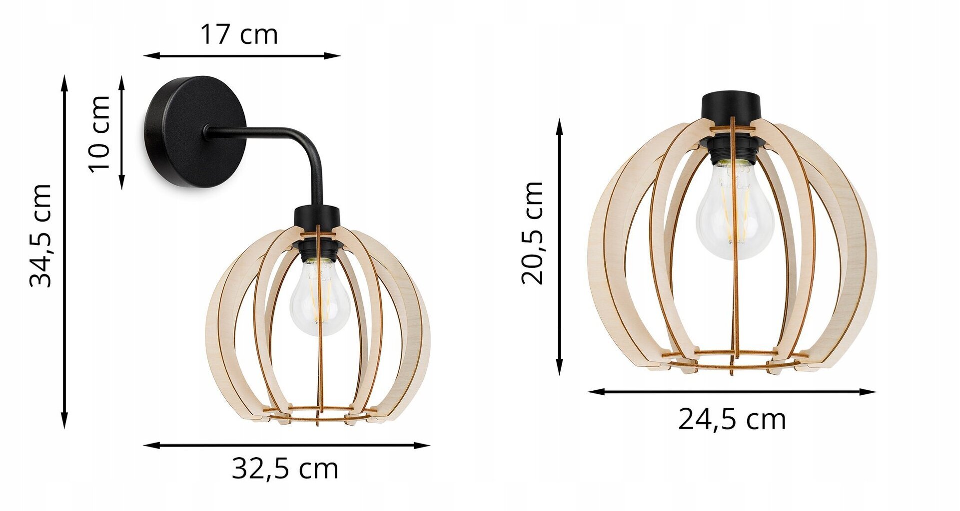 LightHome sienas gaismeklis Timber cena un informācija | Sienas lampas | 220.lv