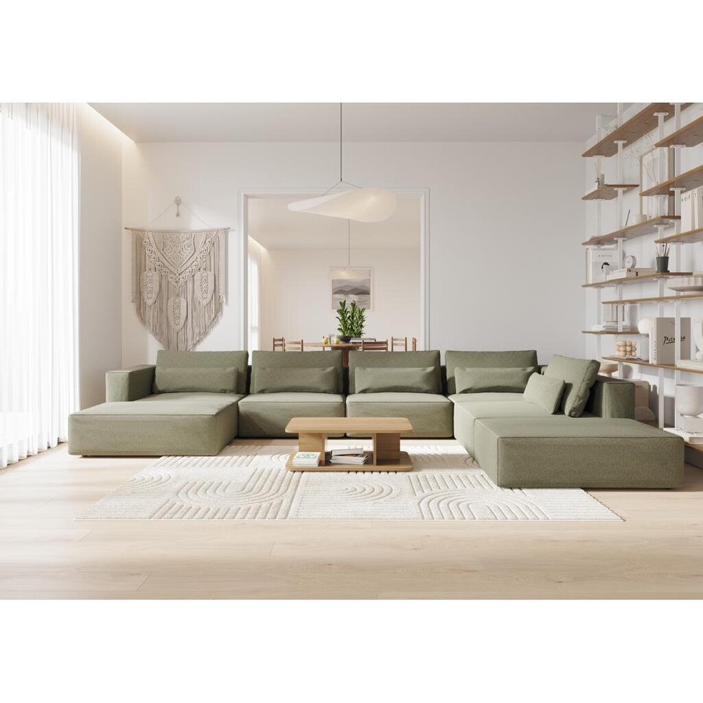 U-veida dīvāns ar kafijas galdiņu Riposo Grande, 405x285x85cm, zaļš cena un informācija | Stūra dīvāni | 220.lv