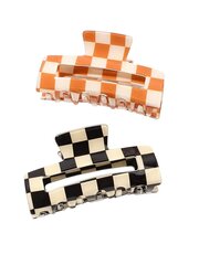 Заколка для волос, окрашена в шахматном порядке черный, белый и оранжевый, Electronics LV-120089, многоцветный, 2 шт цена и информация | Аксессуары для волос | 220.lv
