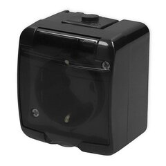 Karlik Junior black - одинарная розетка SCHUKO IP54 - 12GHE-1sd цена и информация | Электрические выключатели, розетки | 220.lv