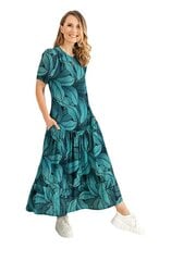 Женское платье из натуральных волокон Lega SK205, зелёный/синий цена и информация | Платья | 220.lv