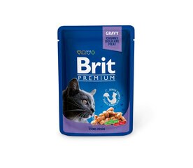 Brit Premium katėms Cod Fish mitrā barība kaķiem, 100 g x 12 cena un informācija | Konservi kaķiem | 220.lv