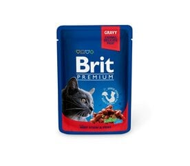 Brit Premium Beef Stew&Peas влажный корм для кошек, 100 г. x 12 цена и информация | Brit Premium Товары для животных | 220.lv