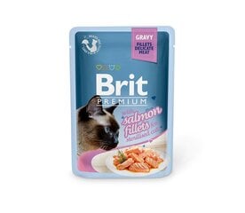 Brit Premium Delicate Fillets in Gravy Salmon Sterilised mitrā barība sterilizētiem kaķiem, 85 g x 12 cena un informācija | Konservi kaķiem | 220.lv