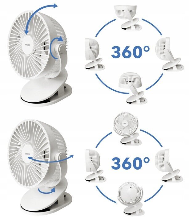 Galda ventilators ar klipsi Eberg, 5 W цена и информация | Ventilatori | 220.lv