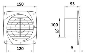 Vents, 100 D1 T vannas istabas ventilators cena un informācija | Ventilatori vannas istabai | 220.lv