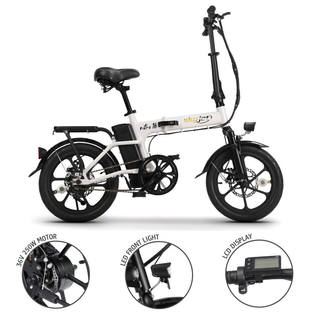 Elektriskais velosipēds Skyjet 16 Nitro, 16", balts цена и информация | Elektrovelosipēdi | 220.lv