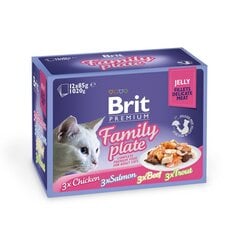 Brit Care Cat Delicate Fillets in Jelly Family Plate mitrā barība kaķiem, 12x85 g cena un informācija | Konservi kaķiem | 220.lv