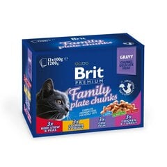 Brit Premium Cat Family Plate влажный корм для кошек, 12х100 г цена и информация | Консервы для котов | 220.lv