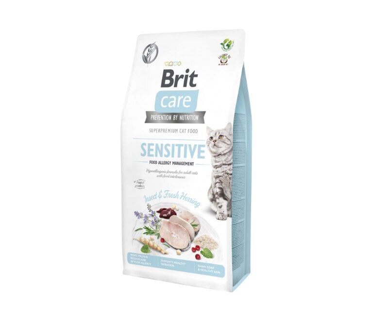 Brit Care Cat GF Insect&Fresh Herring hipoalerģiska sausā barība kaķiem, 0,4 kg cena un informācija | Sausā barība kaķiem | 220.lv