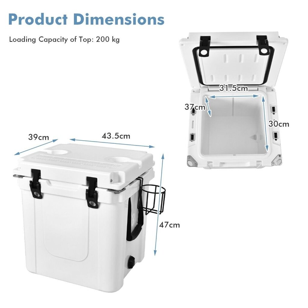 Aukstuma soma/dzesētāja kaste 31L Costway, balta cena un informācija | Aukstuma somas, aukstuma kastes un aukstuma elementi | 220.lv