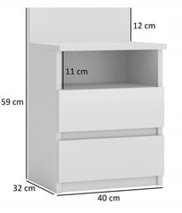 Naktsgaldiņš Malwa M1, balts цена и информация | Спальный гарнитур | 220.lv