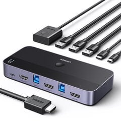 Ugreen CM664 HDMI-переключатель 2-в-1 KVM-переключатель - черный цена и информация | Кабели для телефонов | 220.lv