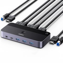 Ugreen CM664 HDMI-переключатель 2-в-1 KVM-переключатель - черный цена и информация | Кабели для телефонов | 220.lv