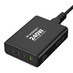 Wozinsky WGCSB 240 Вт GaN Зарядное устройство USB-A / 3 x USB-C — черный цена и информация | Зарядные устройства для телефонов | 220.lv