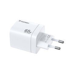 Wozinsky CGWCW 65 Вт USB-A / 2 x USB-C GaN зарядное устройство — белый цена и информация | Зарядные устройства для телефонов | 220.lv
