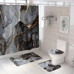 Vannas istabas paklājiņu komplekts ar dušas aizkaru Tech Zone, 4 gab cena un informācija | Vannas istabas aksesuāri | 220.lv
