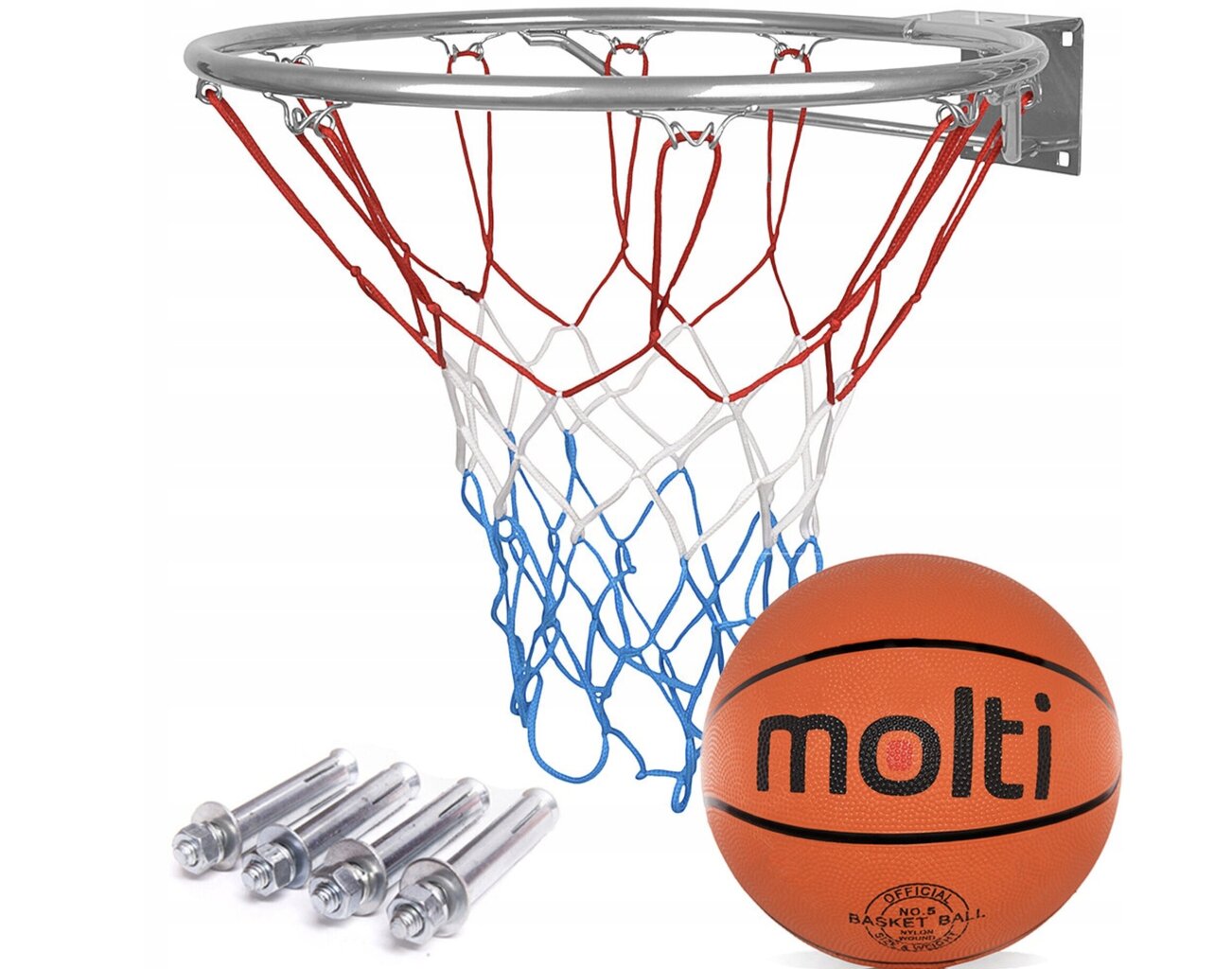 Basketbola stīpa ar tīklu un bumbu Molti, 45 cm cena un informācija | Citi basketbola aksesuāri | 220.lv