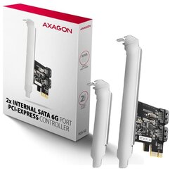 Контроллер Axagon PCES-SJ2 PCIe 2x внутренних порта SATA цена и информация | Аксессуары для корпусов | 220.lv