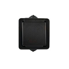 Kanlux Tekno black - одинарная заземленная розетка с защитой контактов N/T IP54 27355 цена и информация | Электрические выключатели, розетки | 220.lv