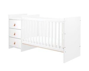 Bērnu gultiņa ar kumodi KikkaBoo Ilana, 120x60 cm, balta cena un informācija | Zīdaiņu gultas | 220.lv