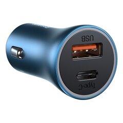 Ātrs auto lādētājs, Baseus CCJDZ-C1, 40 W., PD QC, USB-C/USB, iPhone kabelis, zils cena un informācija | Auto 12V el. piederumi | 220.lv