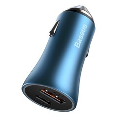 Быстрое автомобильное зарядное устройство, Baseus CCJDZ-C1, 40 Вт, PD QC, USB-C/USB, кабель для iPhone, синий цена и информация | Автомобильные электропринадлежности 12V | 220.lv