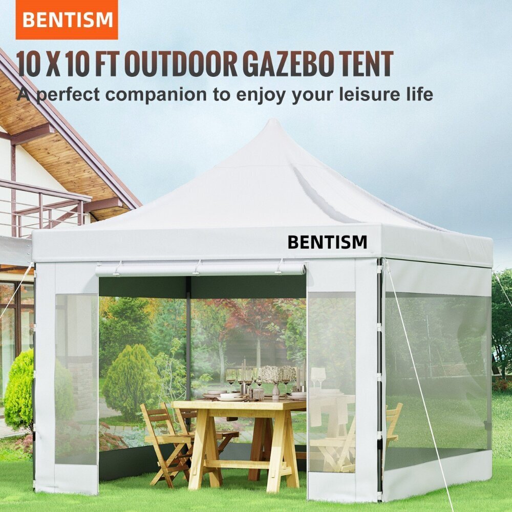 PVC paviljons ar aizkariem Vevor, 3x3 m, balts cena un informācija | Dārza nojumes un lapenes | 220.lv