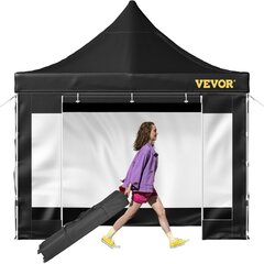 PVC paviljons ar aizkariem Vevor, 3x3 m, melns cena un informācija | Dārza nojumes un lapenes | 220.lv