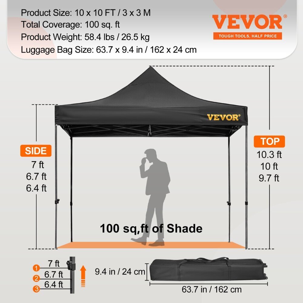 PVC paviljons ar aizkariem Vevor, 3x3 m cena un informācija | Dārza nojumes un lapenes | 220.lv