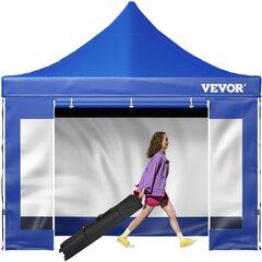 PVC paviljons ar aizkariem Vevor, 3x3 m, zils cena un informācija | Dārza nojumes un lapenes | 220.lv