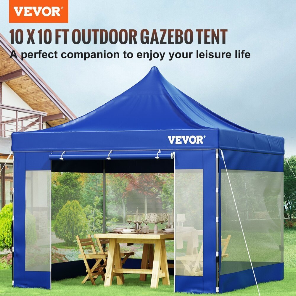 PVC paviljons ar aizkariem Vevor, 3x3 m, zils cena un informācija | Dārza nojumes un lapenes | 220.lv