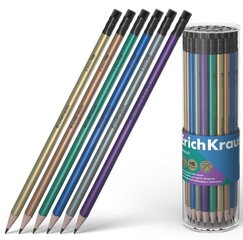 Grafīta trīsmalu zīmulis ar dzēšgumiju Metallic ErichKrause, HB cena un informācija | Rakstāmpiederumi | 220.lv