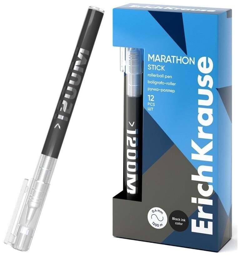 Lodīšu pildspalva Marathon Stick ErichKrause, 0,5mm, melna цена и информация | Rakstāmpiederumi | 220.lv