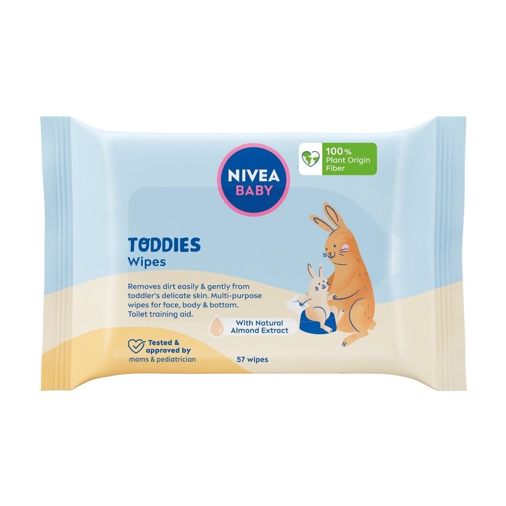 Mitrās salvetes Nivea Baby Toddies, 57 gab. cena un informācija | Mitrās salvetes, vienreizlietojamie paladziņi | 220.lv