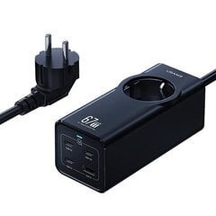 USAMS Listwa zasilająca 67W 3x USB-C + USB Fast Charging Extension Cable EU czarny|black CC225TC01 (US-CC225) цена и информация | Адаптеры и USB разветвители | 220.lv