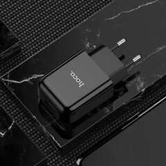 Универсальное зарядное устройство Hoco N2 USB / 5V / 2.4A + USB-C провод, 1 м черное цена и информация | Зарядные устройства для телефонов | 220.lv