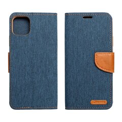 CANVAS Book case for SAMSUNG A71 navy blue цена и информация | Календари, ежедневники | 220.lv