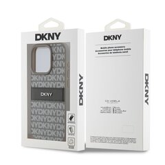 DKNY PU Leather Repeat Pattern Tonal Stripe Case for iPhone 14 Pro Max Beige цена и информация | Чехлы для телефонов | 220.lv