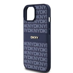 DKNY PU Leather Repeat Pattern Tonal Stripe Case for iPhone 15 Blue цена и информация | Чехлы для телефонов | 220.lv