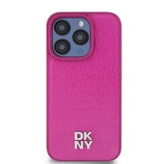 DKNY PU Leather Repeat Pattern Stack Logo MagSafe Case for iPhone 15 Pro Pink цена и информация | Чехлы для телефонов | 220.lv